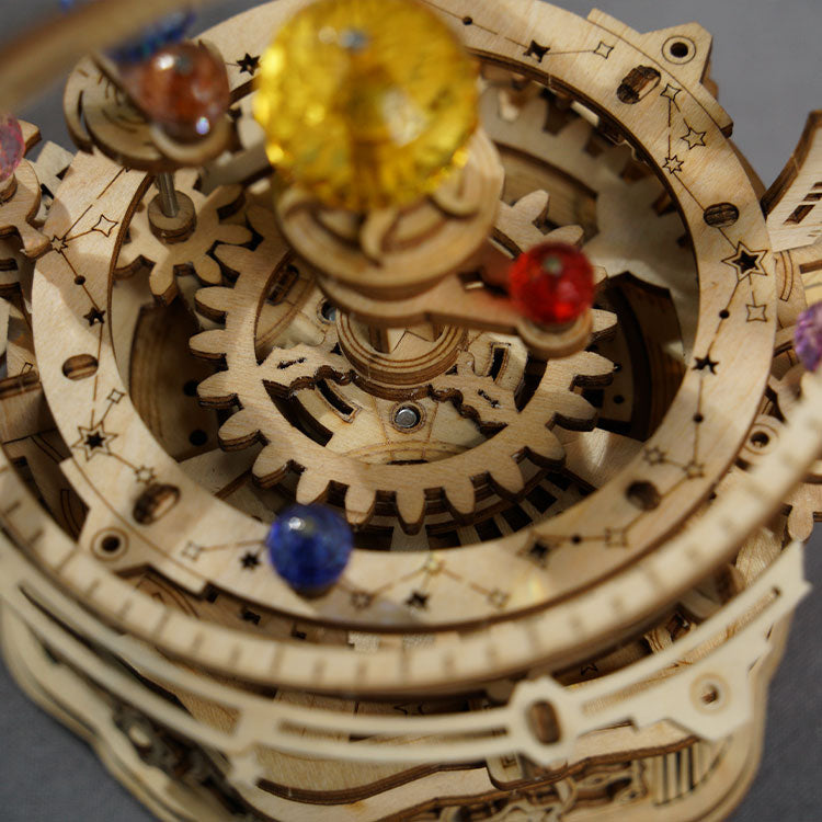 ROKR Starry Night Orrery 3D Wooden Puzzle - DIY Solar System Music Box