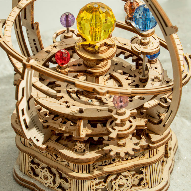 ROKR Starry Night Orrery 3D Wooden Puzzle - DIY Solar System Music Box