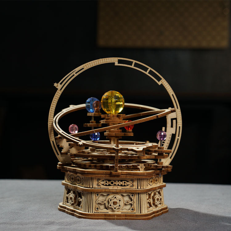 ROKR Starry Night Orrery 3D Wooden Puzzle - DIY Solar System Music Box