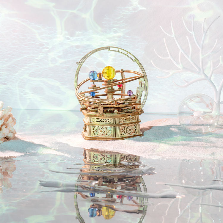 ROKR Starry Night Orrery 3D Wooden Puzzle - DIY Solar System Music Box
