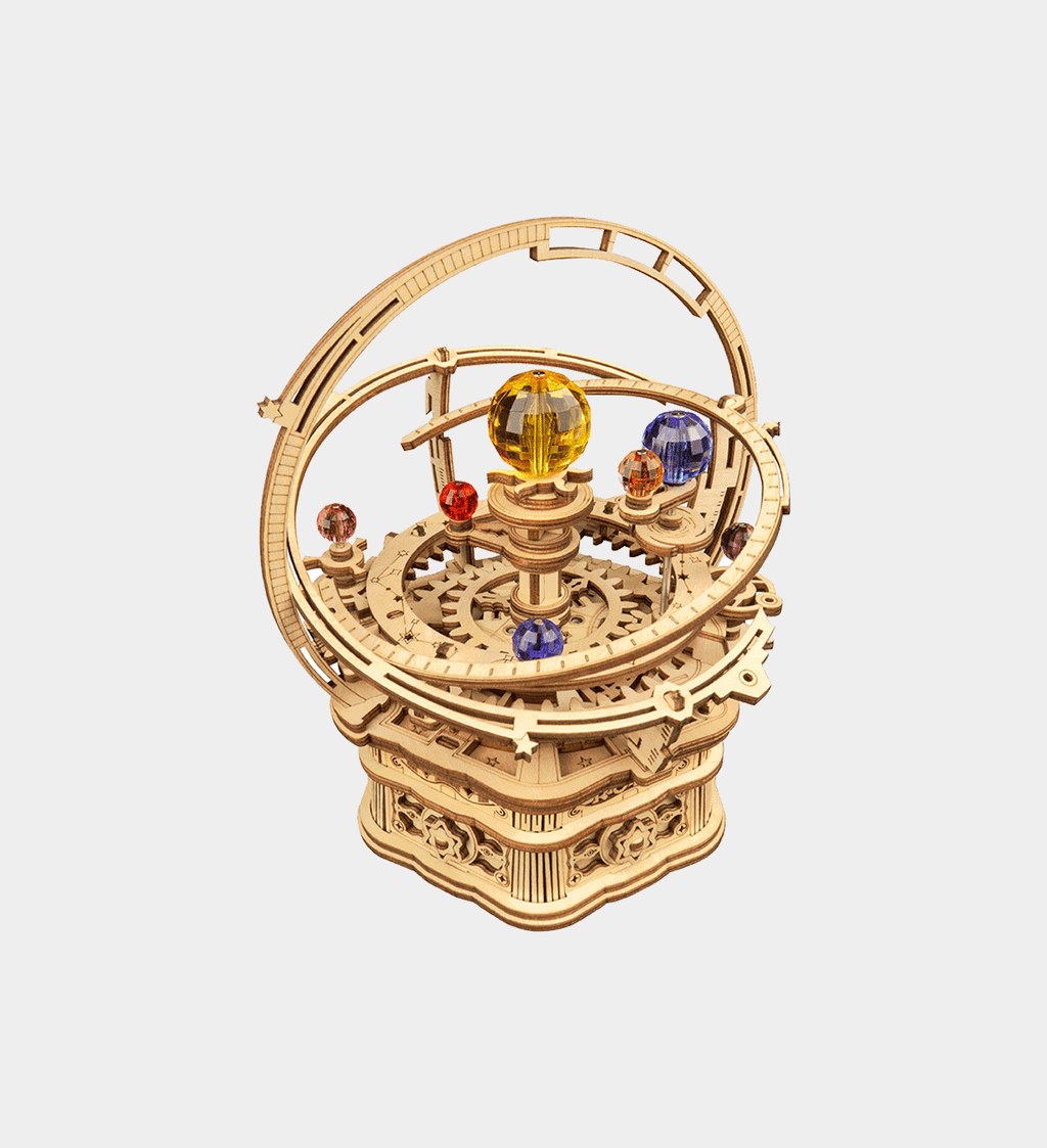 ROKR Starry Night Orrery 3D Wooden Puzzle - DIY Solar System Music Box