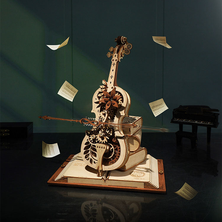 ROKR Magic Cello 3D Wooden Puzzle – Mechanical Music Box DIY Kit