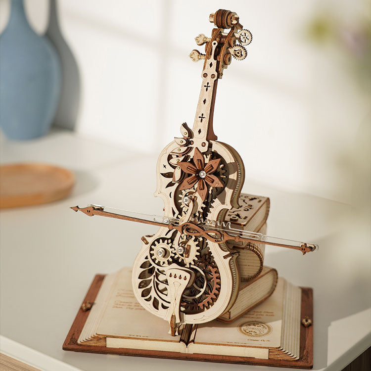 ROKR Magic Cello 3D Wooden Puzzle – Mechanical Music Box DIY Kit