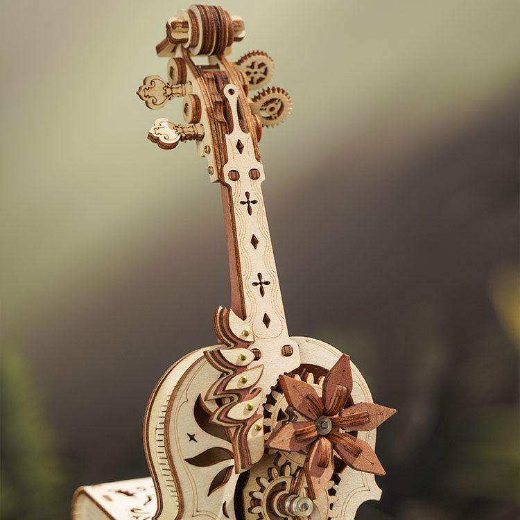 ROKR Magic Cello 3D Wooden Puzzle – Mechanical Music Box DIY Kit
