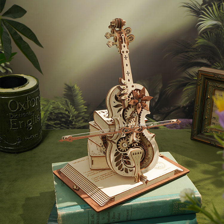 ROKR Magic Cello 3D Wooden Puzzle – Mechanical Music Box DIY Kit