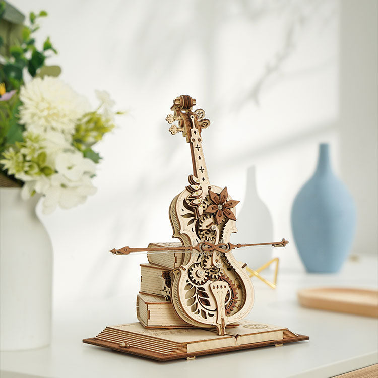 ROKR Magic Cello 3D Wooden Puzzle – Mechanical Music Box DIY Kit