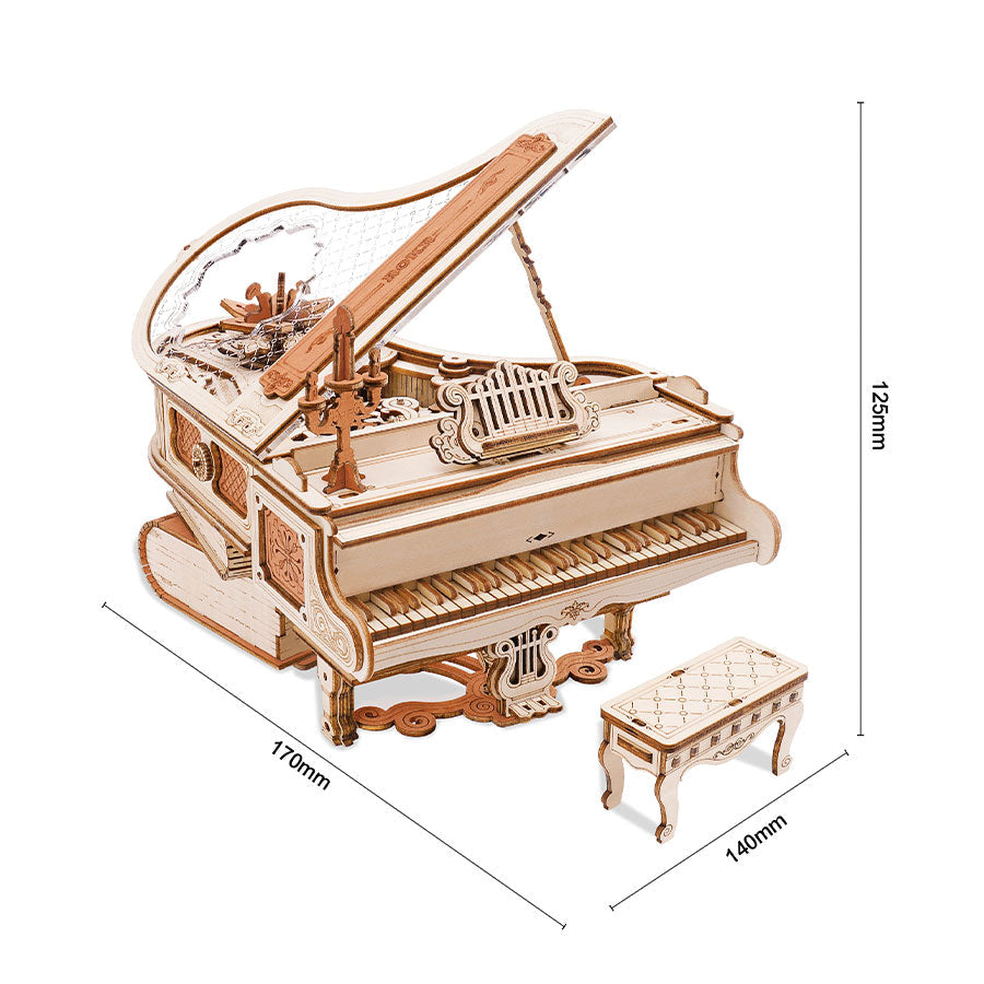 ROKR Magic Piano 3D Wooden Puzzle – Mechanical Music Box DIY Kit
