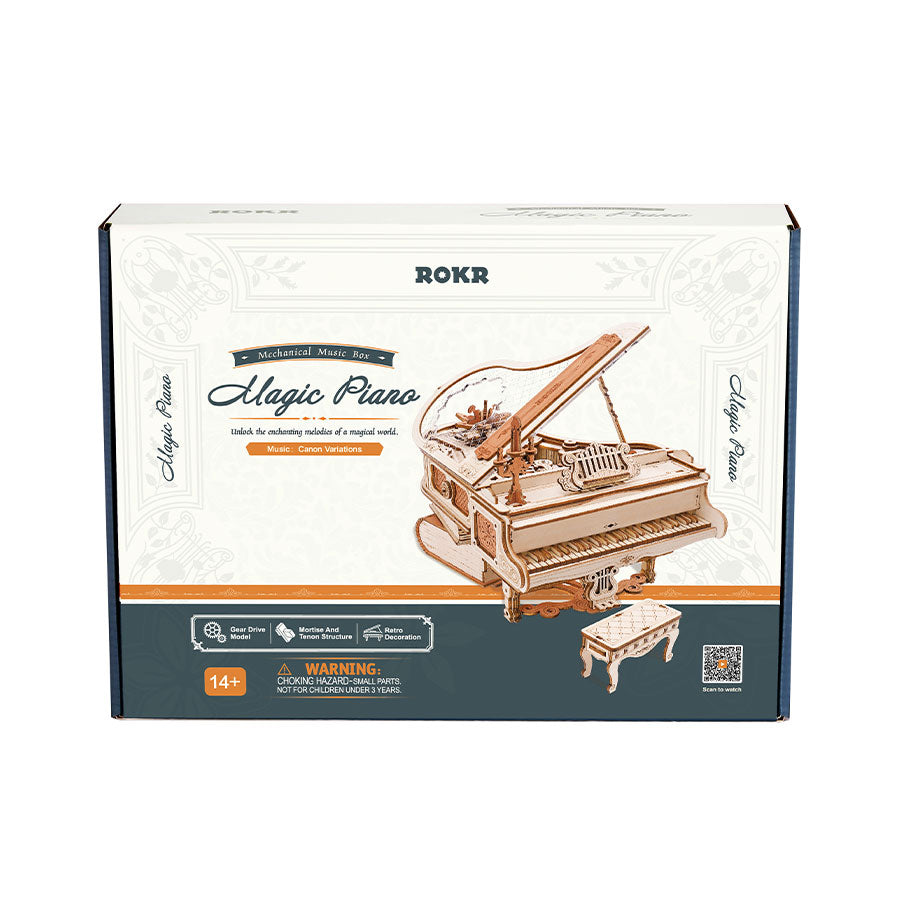 ROKR Magic Piano 3D Wooden Puzzle – Mechanical Music Box DIY Kit