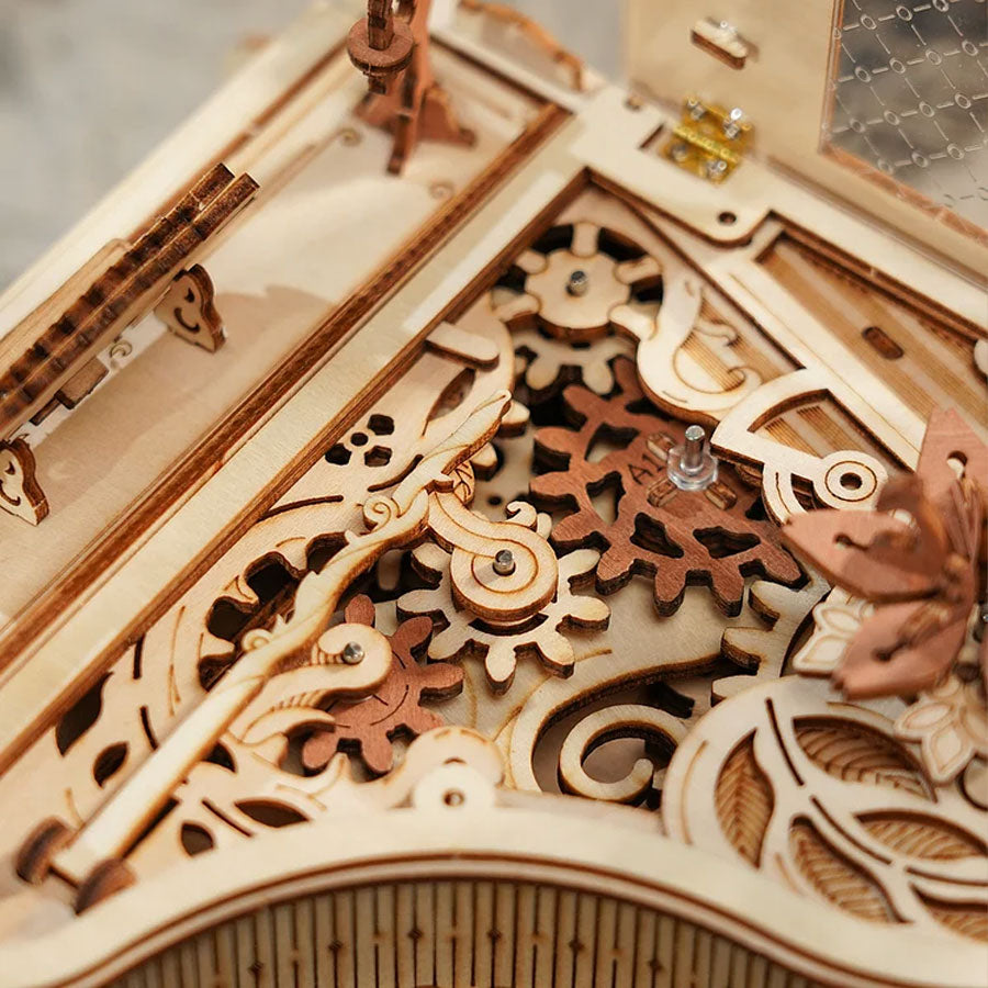 ROKR Magic Piano 3D Wooden Puzzle – Mechanical Music Box DIY Kit