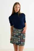 Aubin 70'S Patch Jacquard A-Line Mini Skirt – Multicoloured