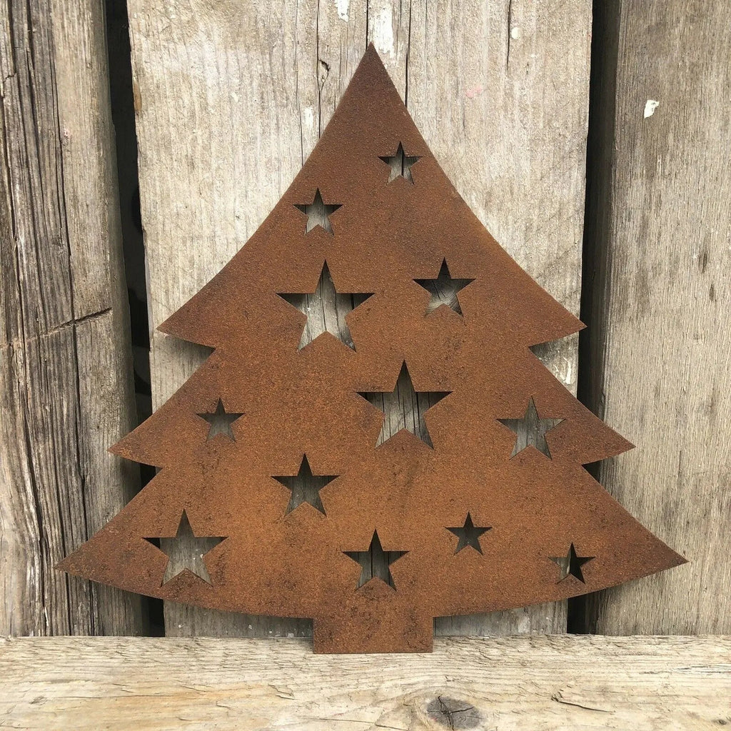 Rusty Metal Christmas Tree Decoration | Steel Garden Art by RW Norfolk