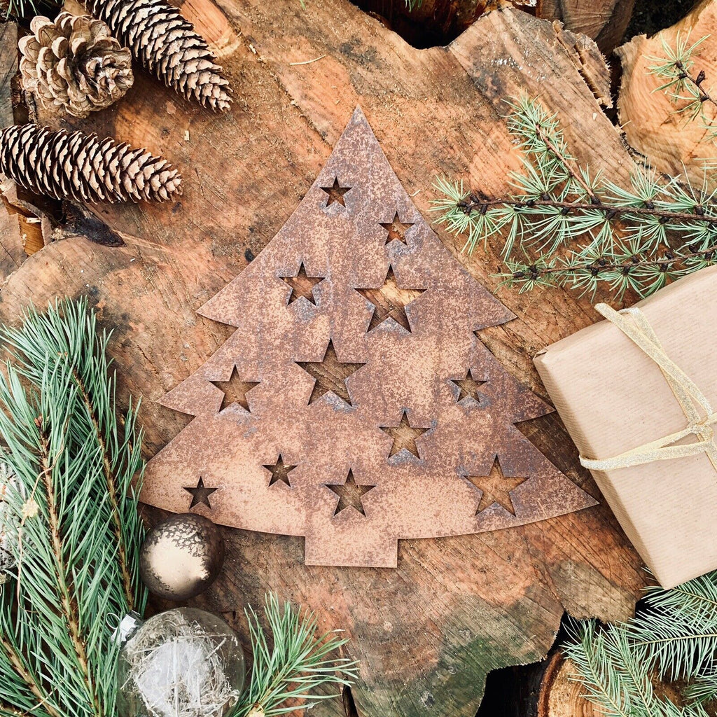 Rusty Metal Christmas Tree Decoration | Steel Garden Art by RW Norfolk
