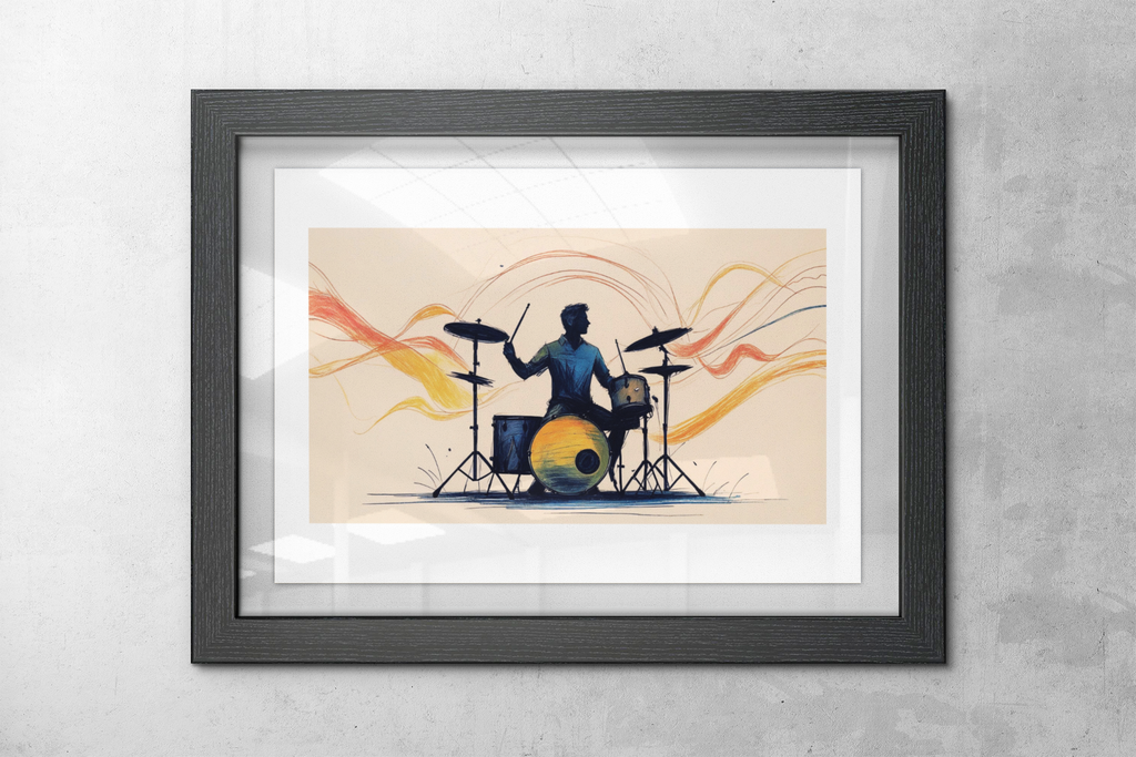 Abstract Drum Player Wall Art - Jazz & Rock Music Poster