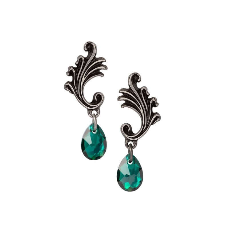 Alchemy Gothic Churchyard Earrings | Ivy Green Austrian Crystal Swirls