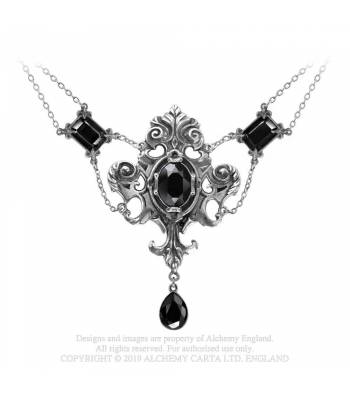 Alchemy Gothic Queen of the Night Necklace | Black Swarovski Crystal