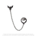 Alchemy Gothic Luna Roost Moon and Bat Earring | English Pewter