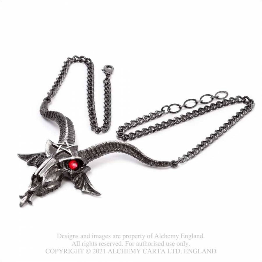 Alchemy Gothic Baphomet Skull Pendant Necklace | Fine English Pewter