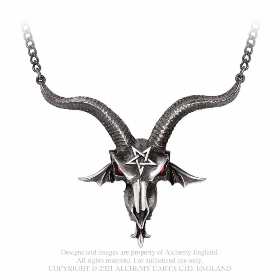 Alchemy Gothic Baphomet Skull Pendant Necklace | Fine English Pewter