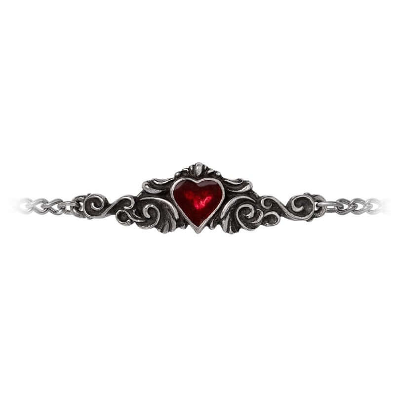 Alchemy Gothic Betrothal Bracelet | Blood Red Enamel Heart Jewelry