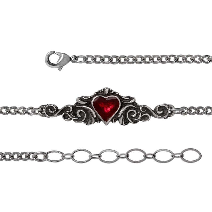 Alchemy Gothic Betrothal Bracelet | Blood Red Enamel Heart Jewelry