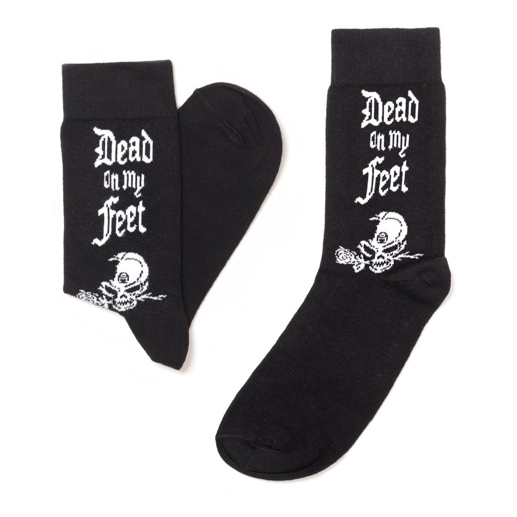 Alchemy Gothic Dead On My Feet Socks – Black Cotton Gothic Skull Socks