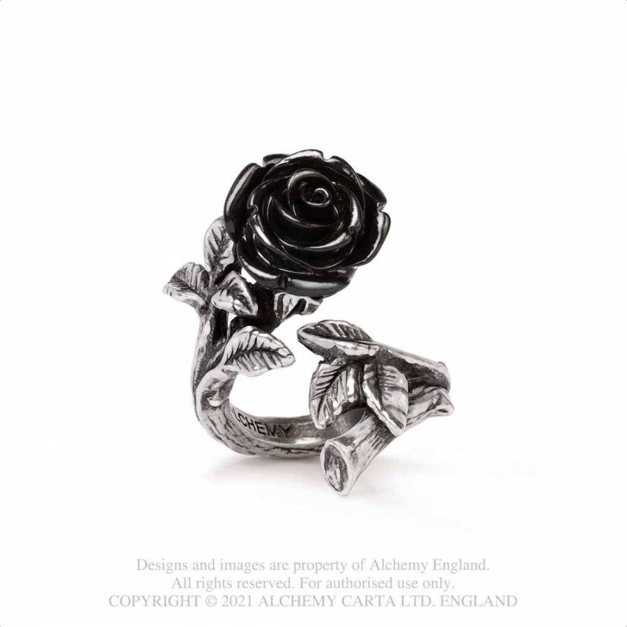 Alchemy Gothic Wild Black Rose Ring - Fine English Pewter Jewelry