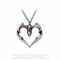 Alchemy Gothic Batheart Pendant Necklace | Red Swarovski Crystal Pewter