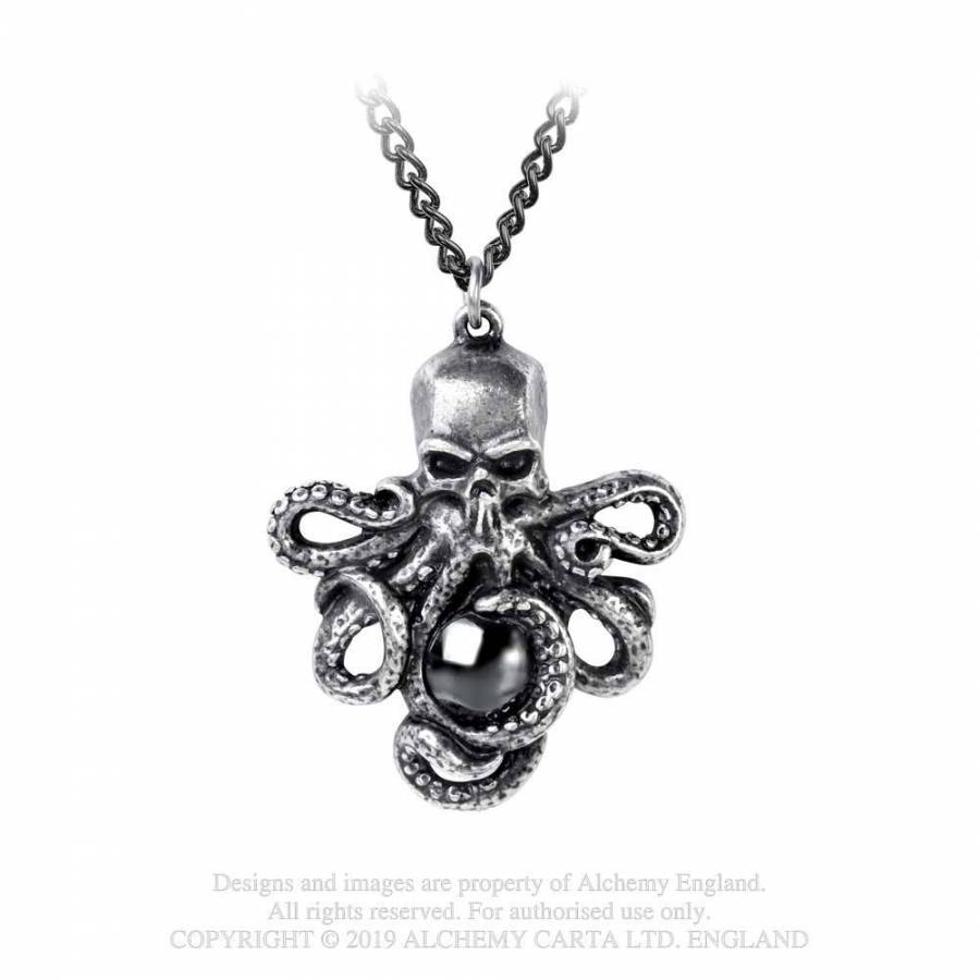 Alchemy Gothic Mammon Of The Deep Octopus Skull Pewter Pendant