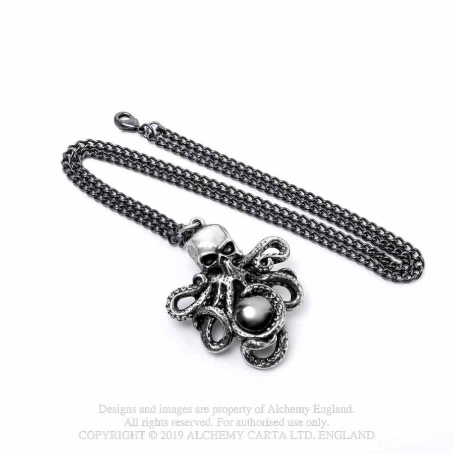 Alchemy Gothic Mammon Of The Deep Octopus Skull Pewter Pendant