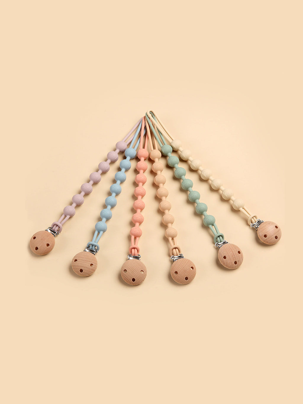 Bloom Bambini Baby Pacifier Clip and Teether | Organic Peach Silicone