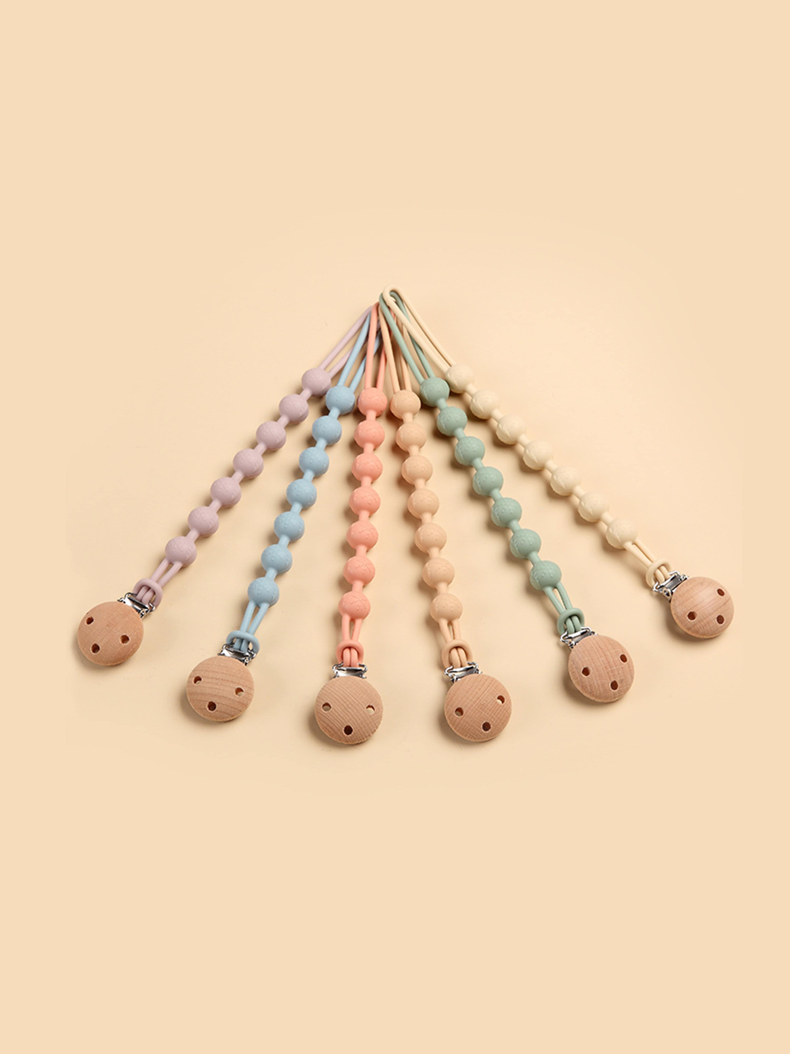 Bloom Bambini Baby Pacifier Clip and Teether | Organic Peach Silicone