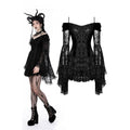 Dark In Love Alora Lace Off Shoulder Dress – Flared Sleeve Goth Style