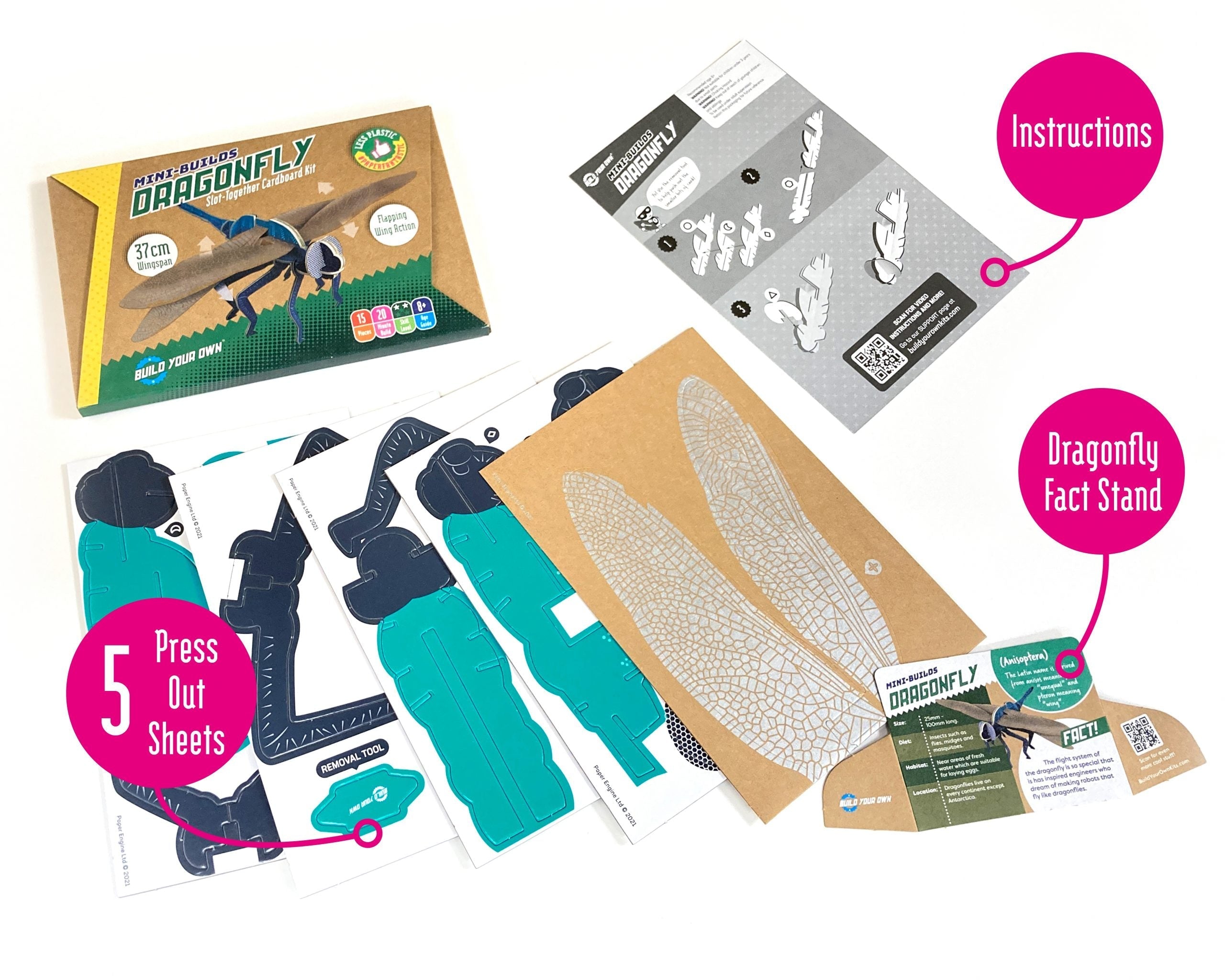 Snaps Dragonfly Build Your Own Kit – Eco-Friendly STEM Cardboard Model