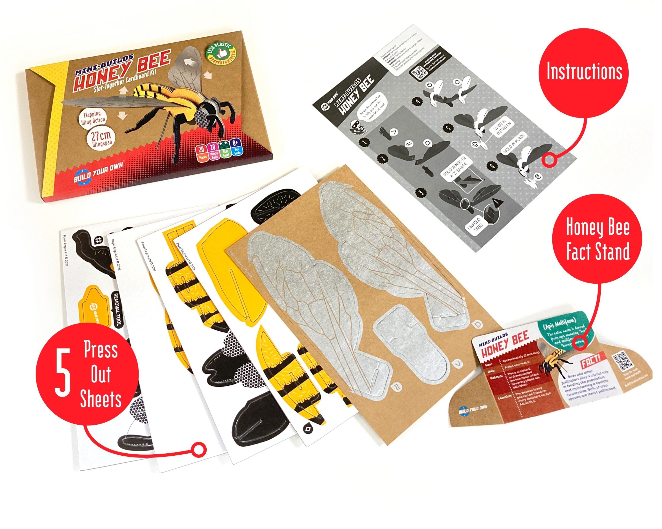 Build Your Own Honey Bee Cardboard STEM Kit – Eco-Friendly Toy by Snaps
