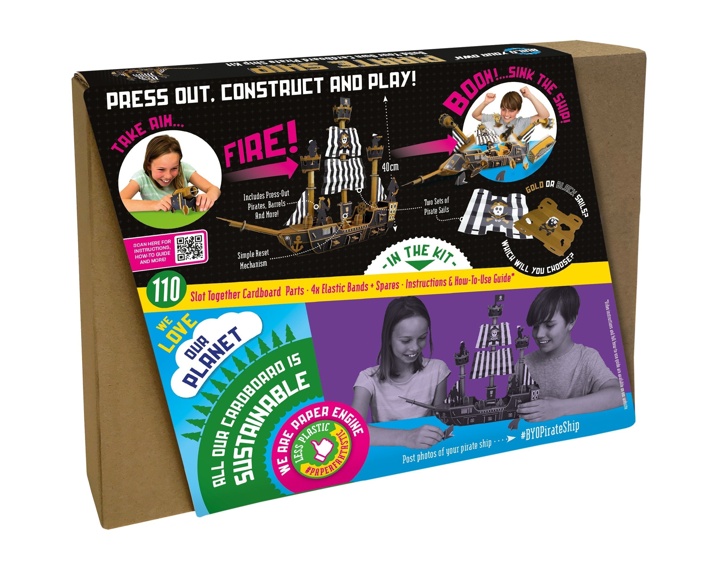 Snaps Pirate Ship Model Kit – Eco-Friendly Cardboard STEM Toy for Kids