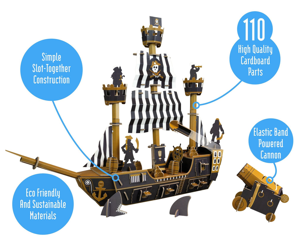 Snaps Pirate Ship Model Kit – Eco-Friendly Cardboard STEM Toy for Kids