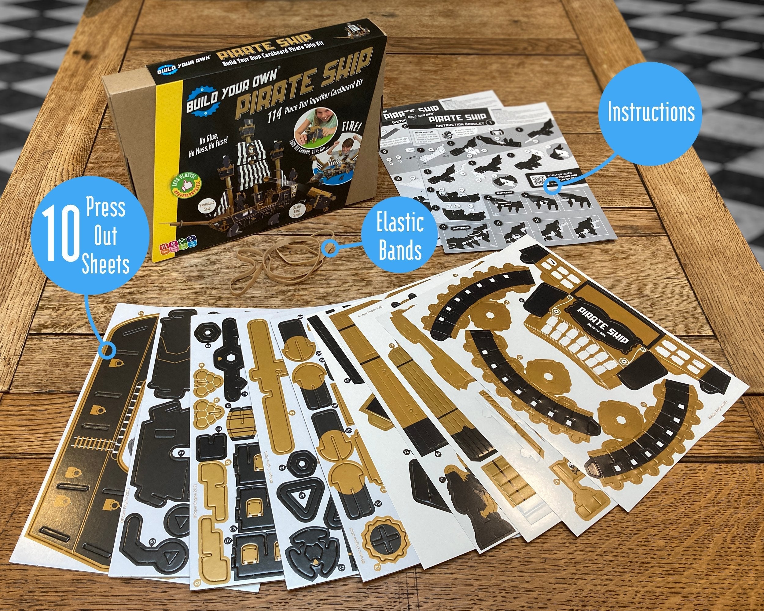 Snaps Pirate Ship Model Kit – Eco-Friendly Cardboard STEM Toy for Kids