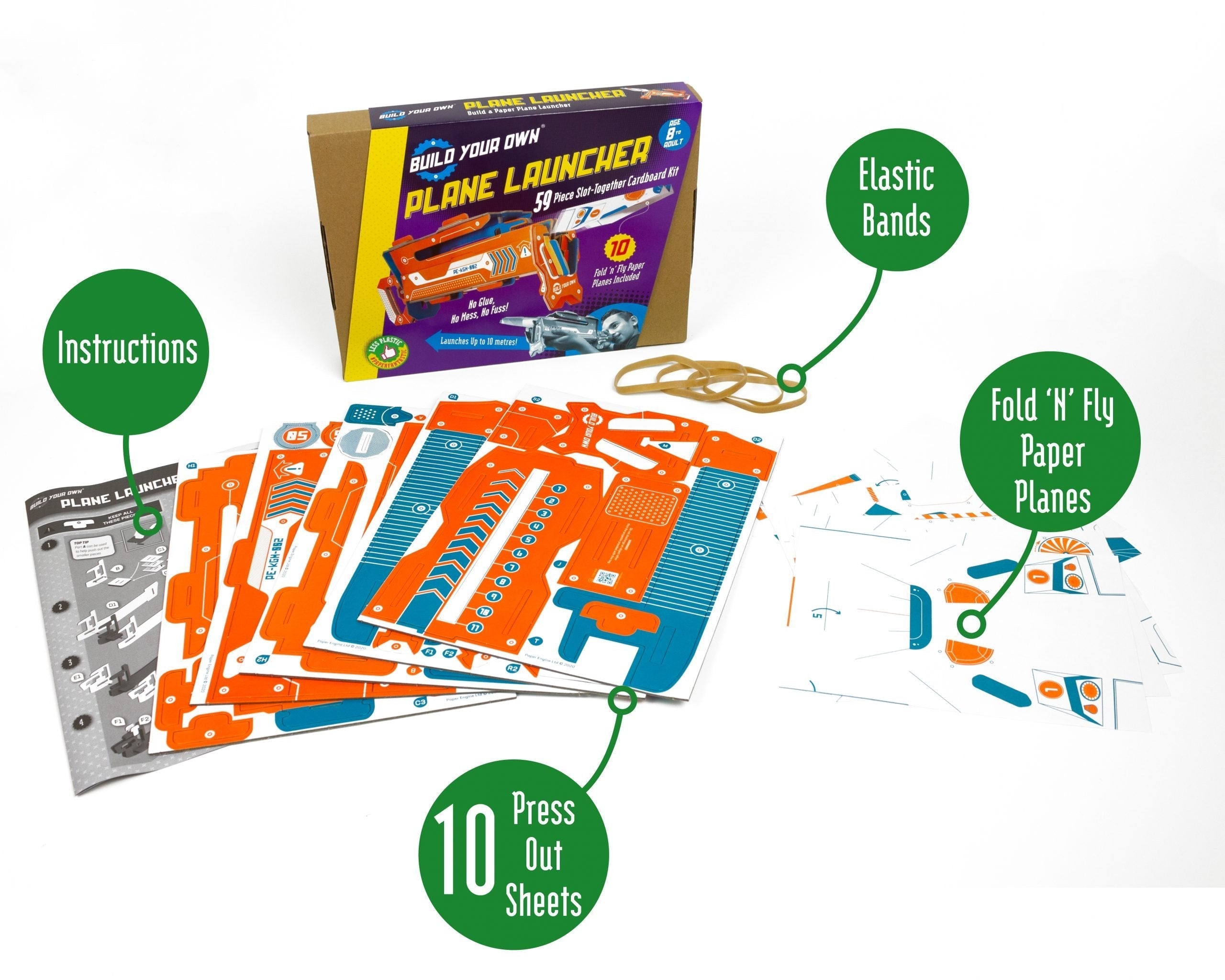 Snaps Cardboard Plane Launcher – 47-Piece DIY STEM Paper Plane Kit