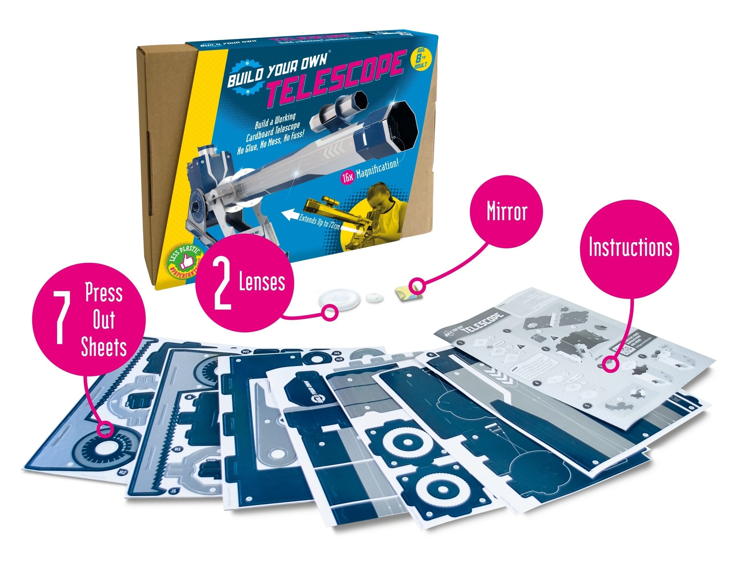 Snaps Build Your Own Telescope Kit – 16x Magnification DIY STEM Toy