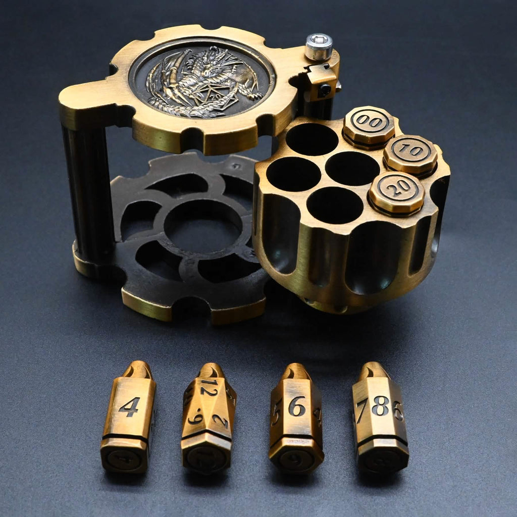Hexchamber | Bullet Dice Set | Solid Metal | Ancient Gold