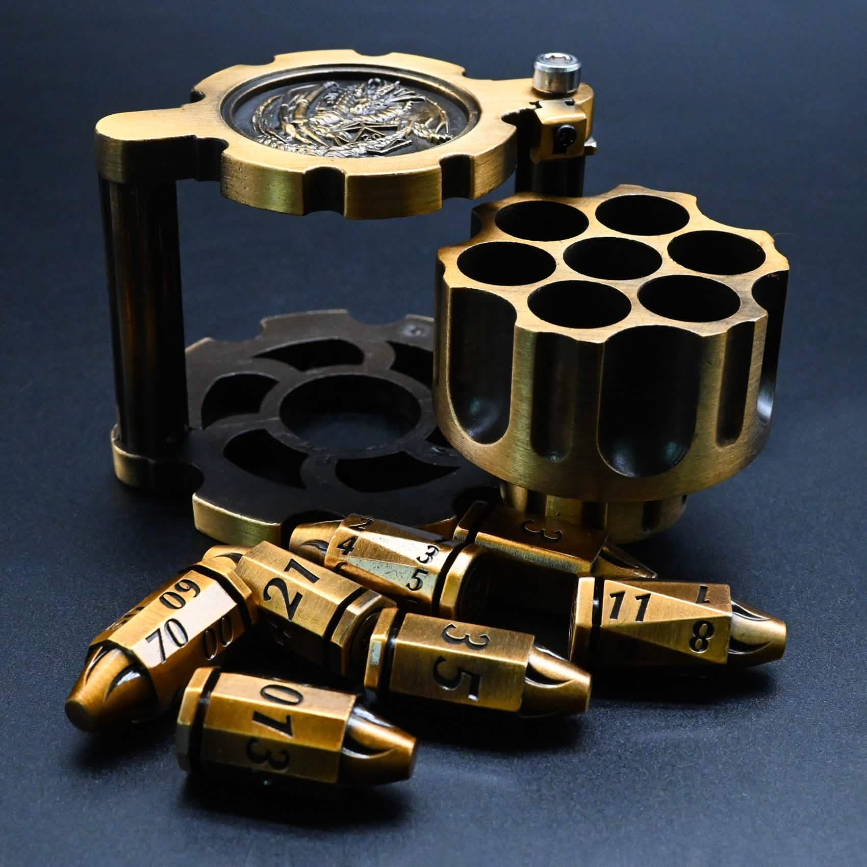 Hexchamber | Bullet Dice Set | Solid Metal | Ancient Gold