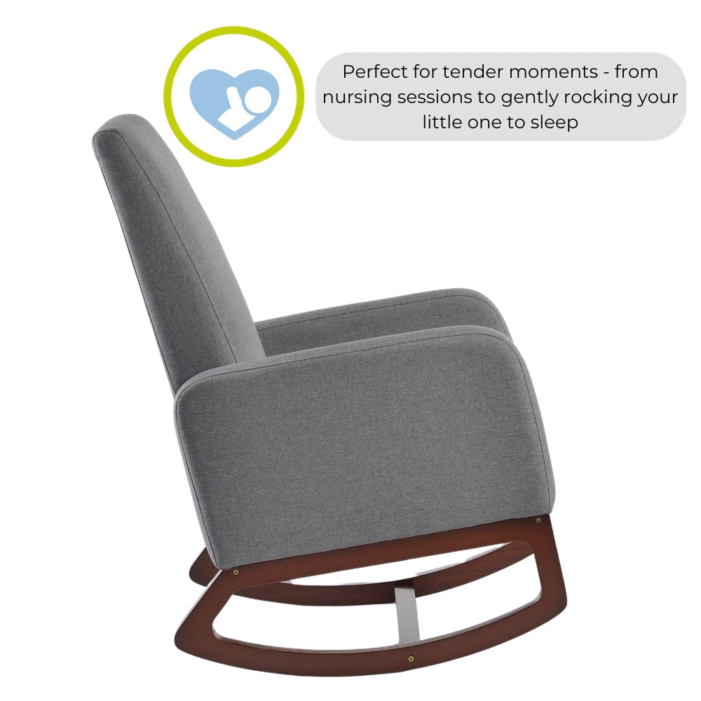 Askern Nursing Rocking Chair - Light Oak and Light Grey Cushions
