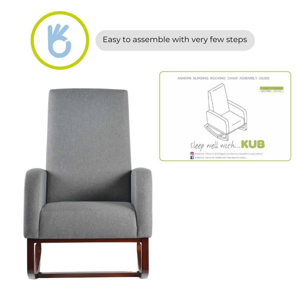 Askern Nursing Rocking Chair - Light Oak and Light Grey Cushions