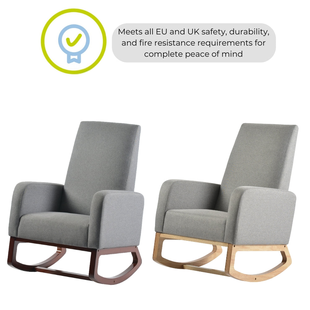 Askern Nursing Rocking Chair - Light Oak and Light Grey Cushions