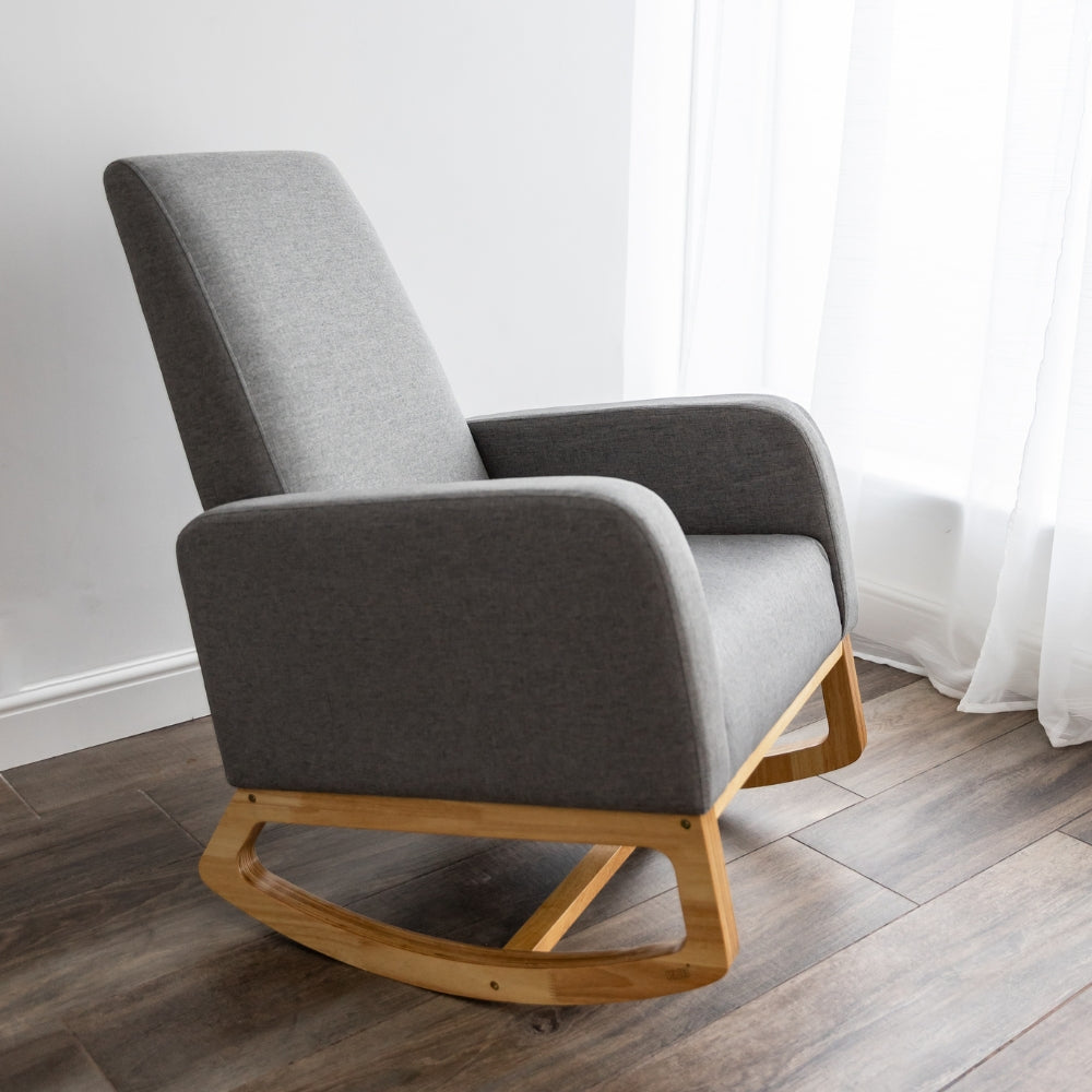 Askern Nursing Rocking Chair - Light Oak and Light Grey Cushions