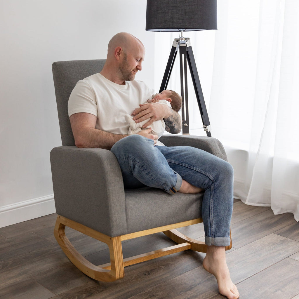 Askern Nursing Rocking Chair - Light Oak and Light Grey Cushions