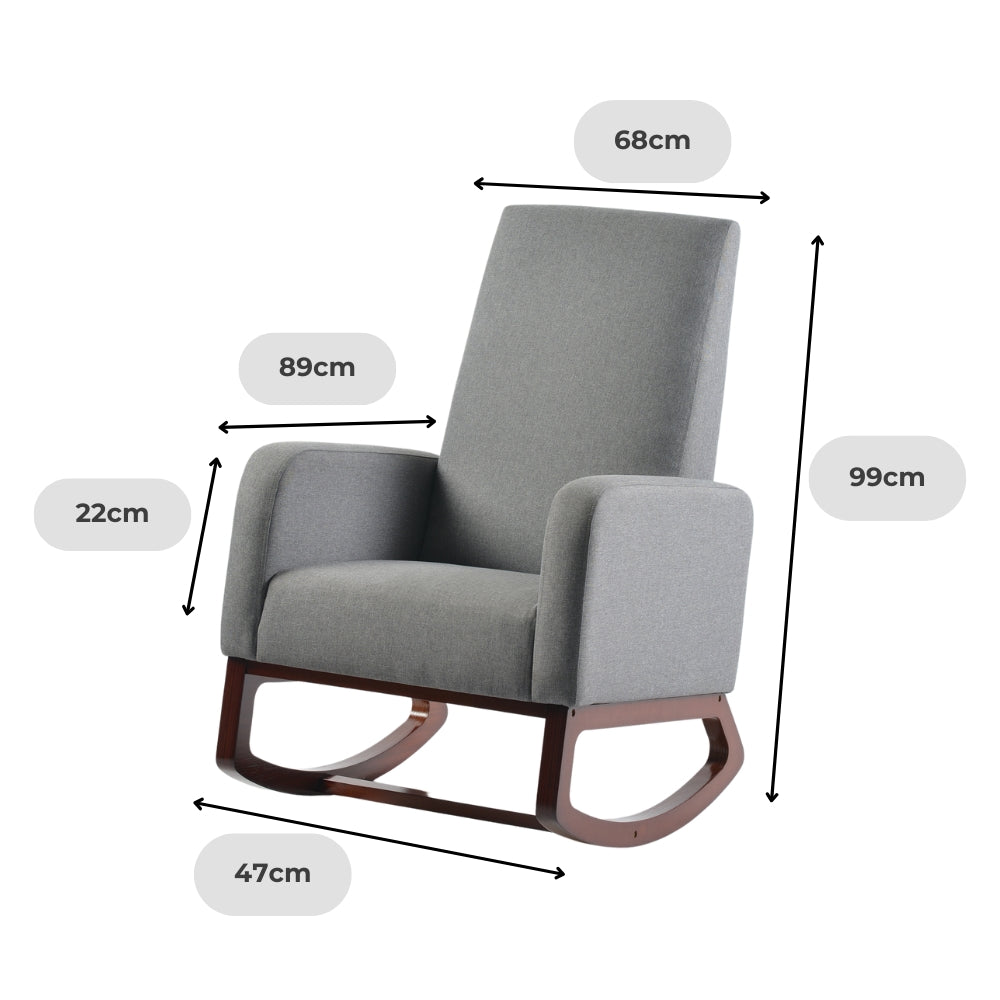 Askern Nursing Rocking Chair - Light Oak and Light Grey Cushions