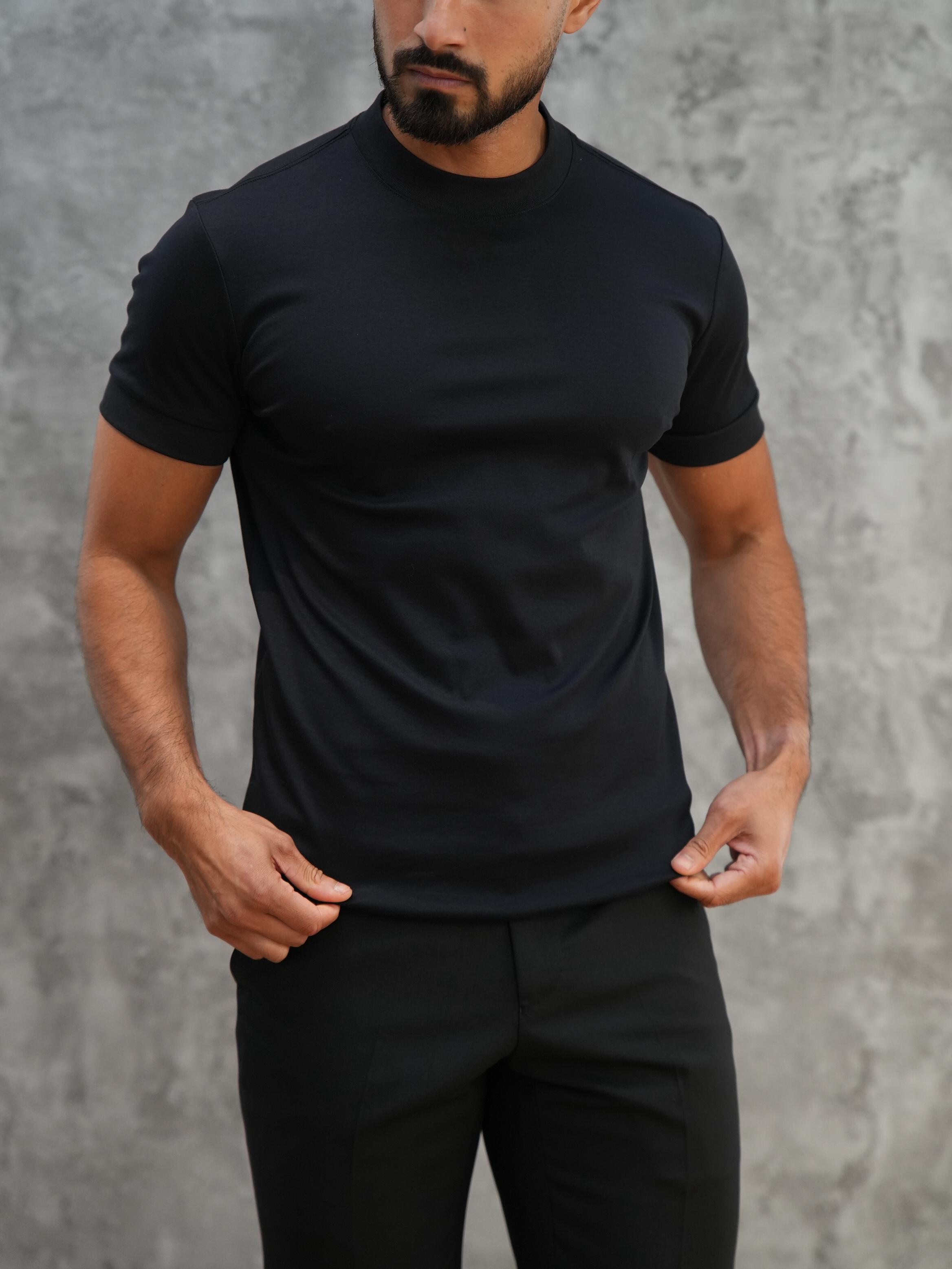 Forbes Luxury Menswear – Slim Fit Black Cotton T-Shirt for Men