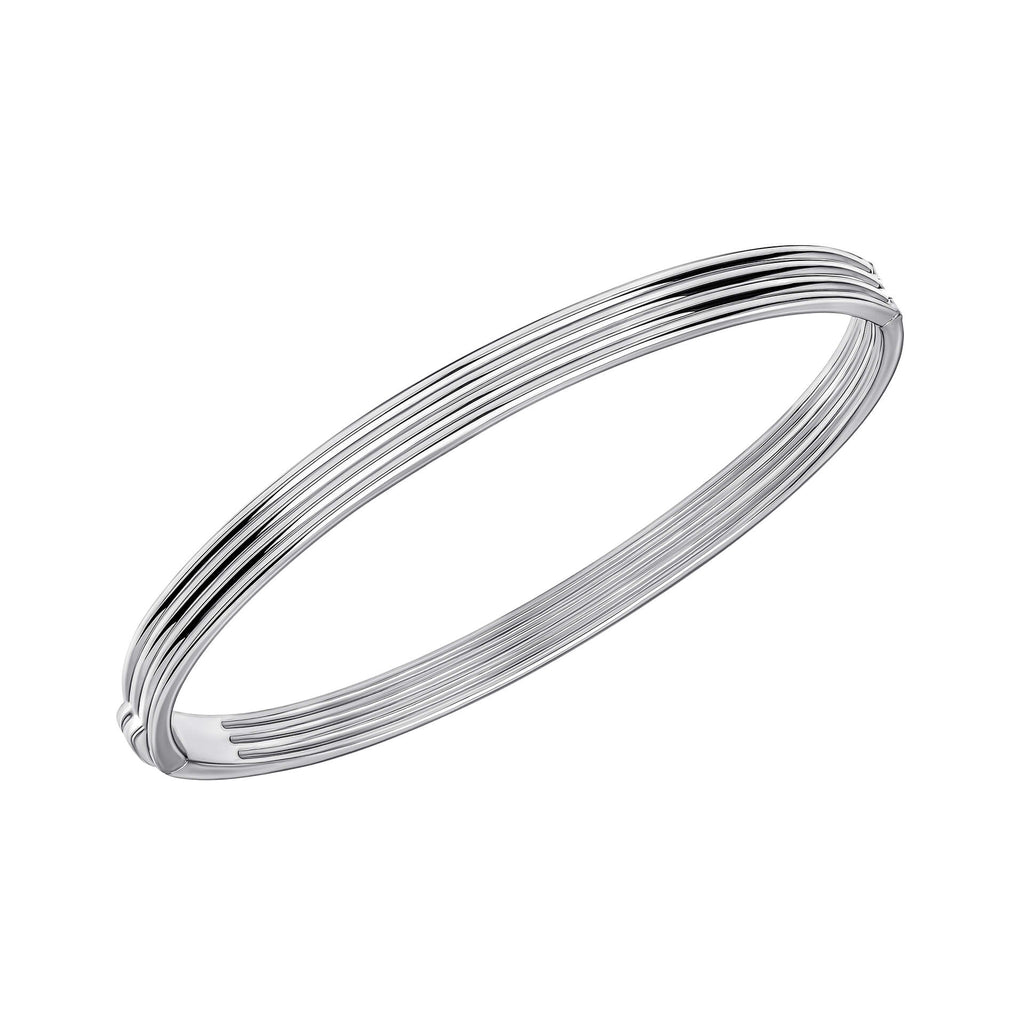 Gecko Jewellery Ridged Hinged Bangle – Recycled Sterling Silver