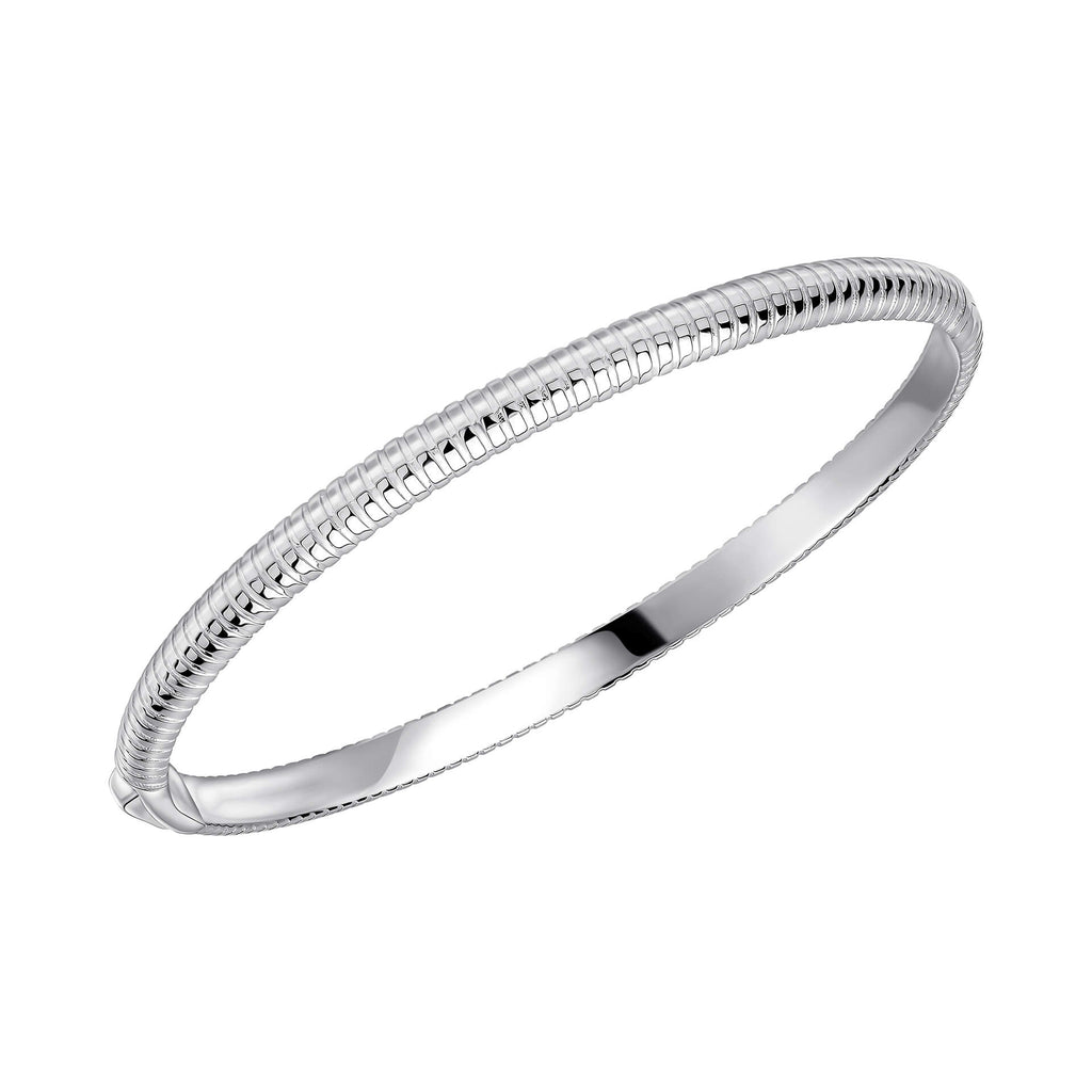 Gecko Jewellery Striped Hinged Bangle – Recycled Sterling Silver